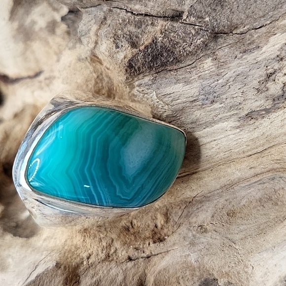 Color Enhanced Botswana Agate UniSex Ring - Picture 3 of 6
